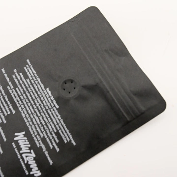 Black Quad Seal Coffee Pouch With Degassing Valve